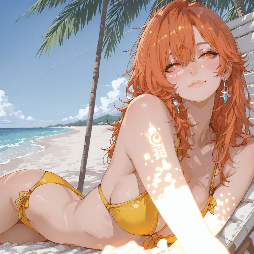 リゾート地で寝そべるアプリコットちゃん♪