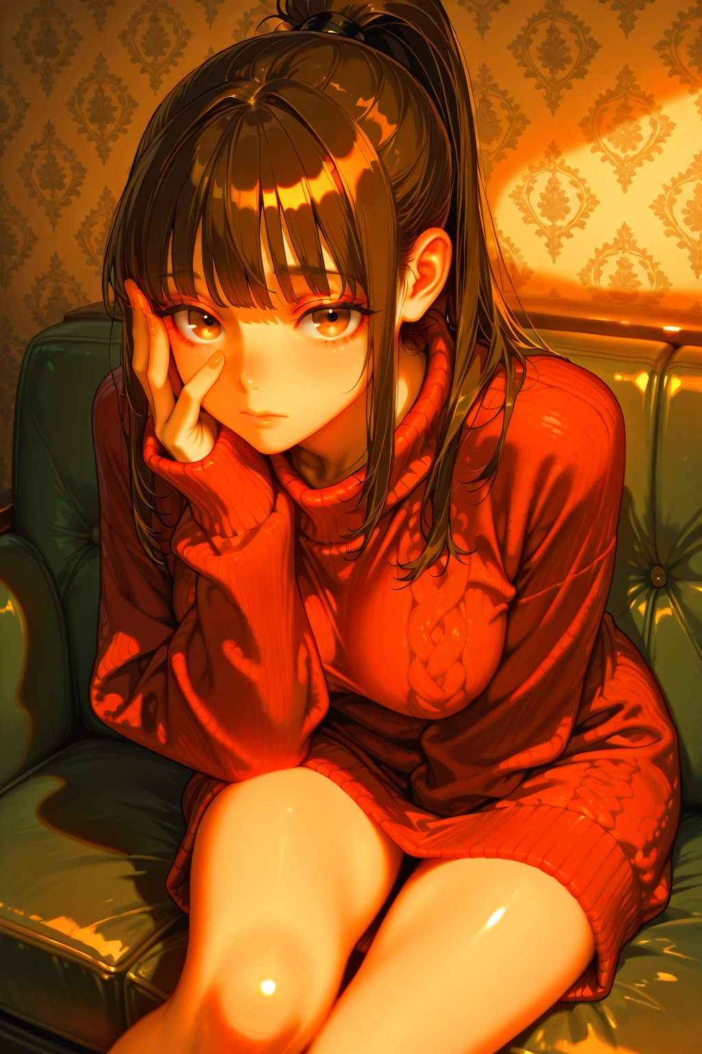 赤いセーターの子