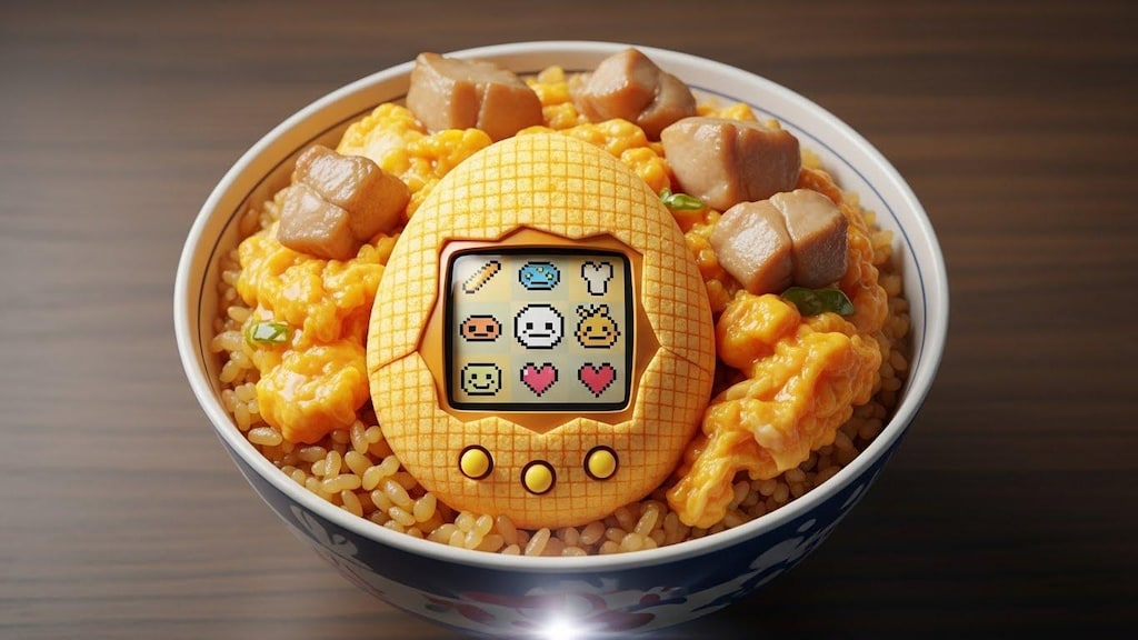 たまごっちの卵とじ丼《食用たまごっち》(動画あり)