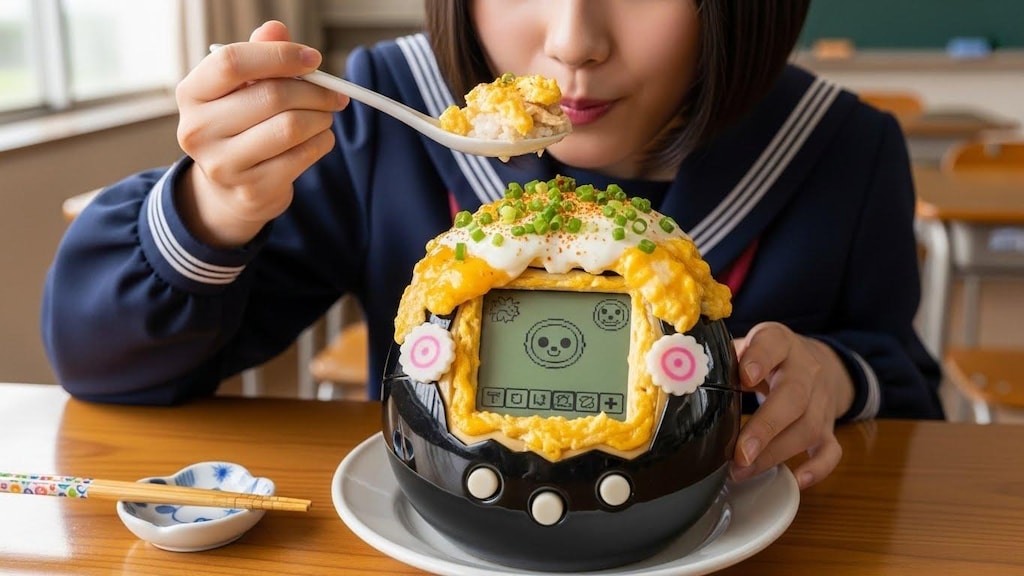 たまごっちの卵とじ丼《食用たまごっち》(動画あり)
