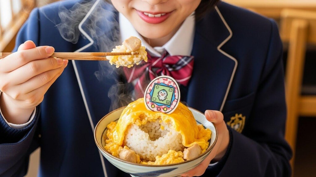 たまごっちの卵とじ丼《食用たまごっち》(動画あり)