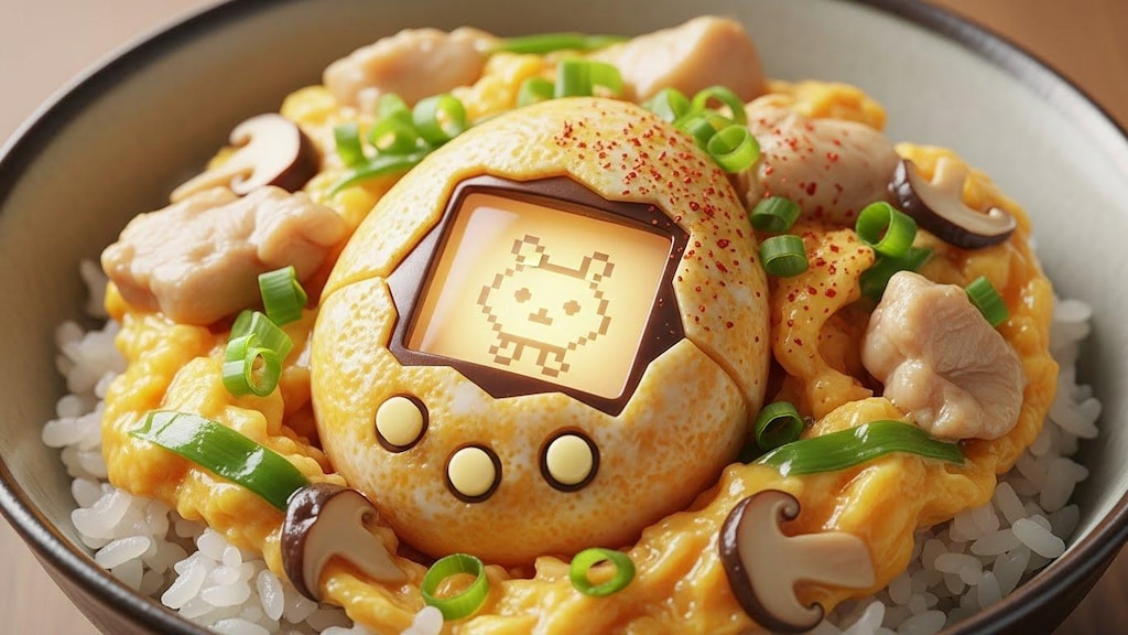 たまごっちの卵とじ丼《食用たまごっち》(動画あり)