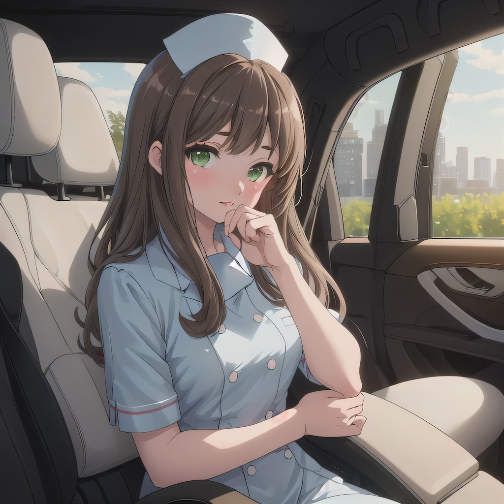 茶髪ロングで車内の少女３