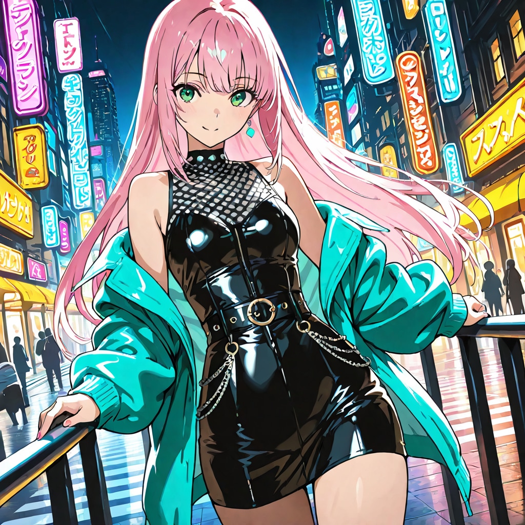 夜のランウェイとネオンの輝き | の人気AIイラスト・グラビア