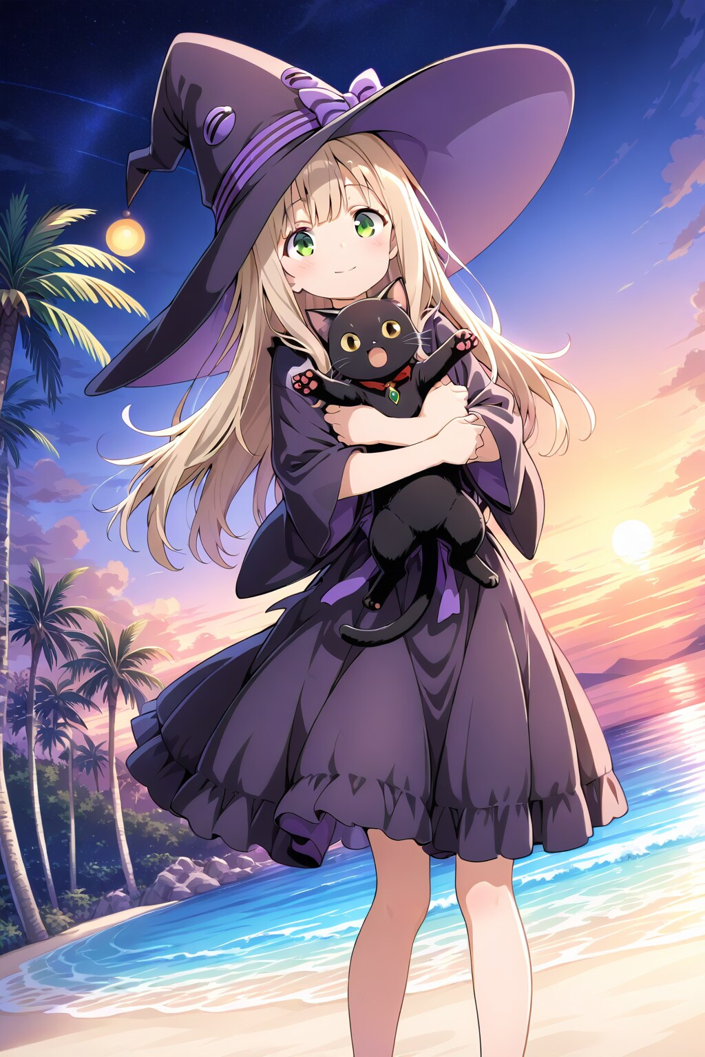 砂浜の魔女と黒猫