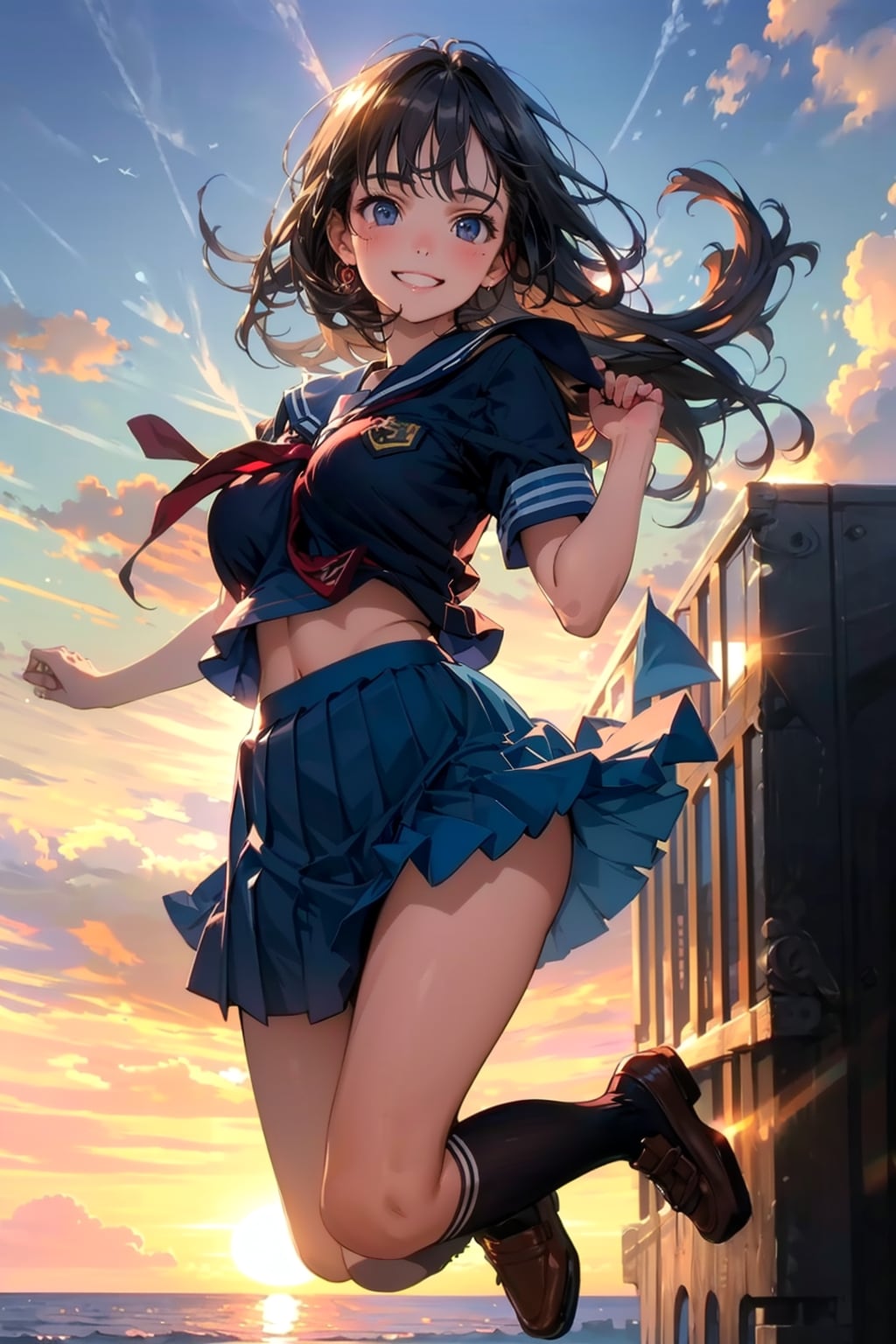 夕焼けを背中にジャンプ！ | の人気AIイラスト・グラビア