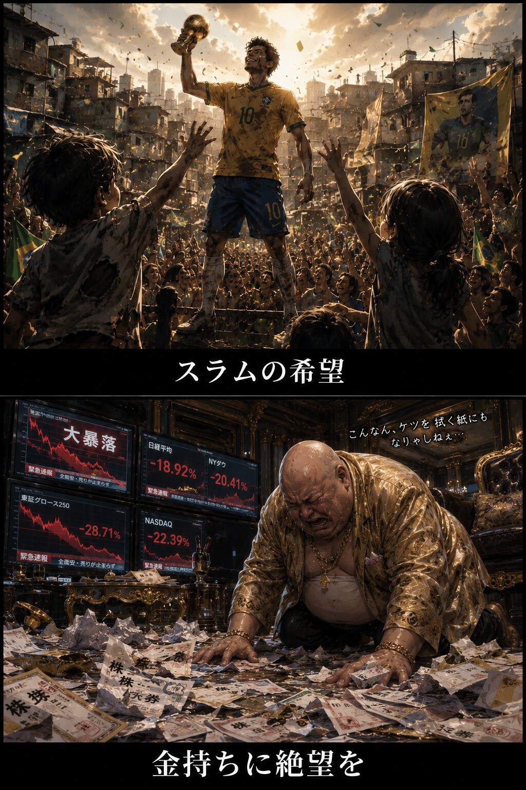 スラムの希望↔金持ちに絶望を