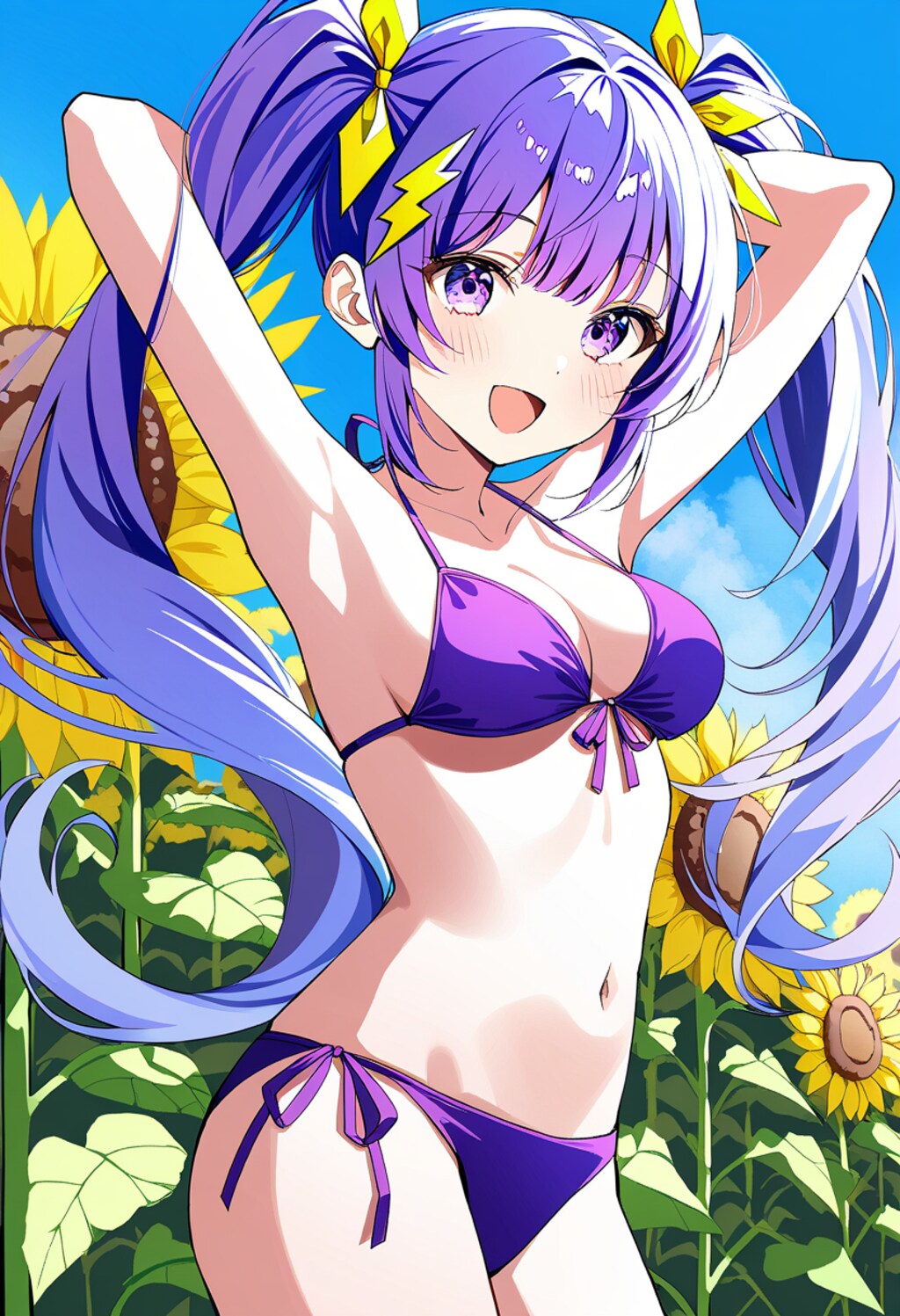 ひまわり畑でグラビア撮影