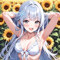 ひまわり畑でグラビア撮影 3枚目