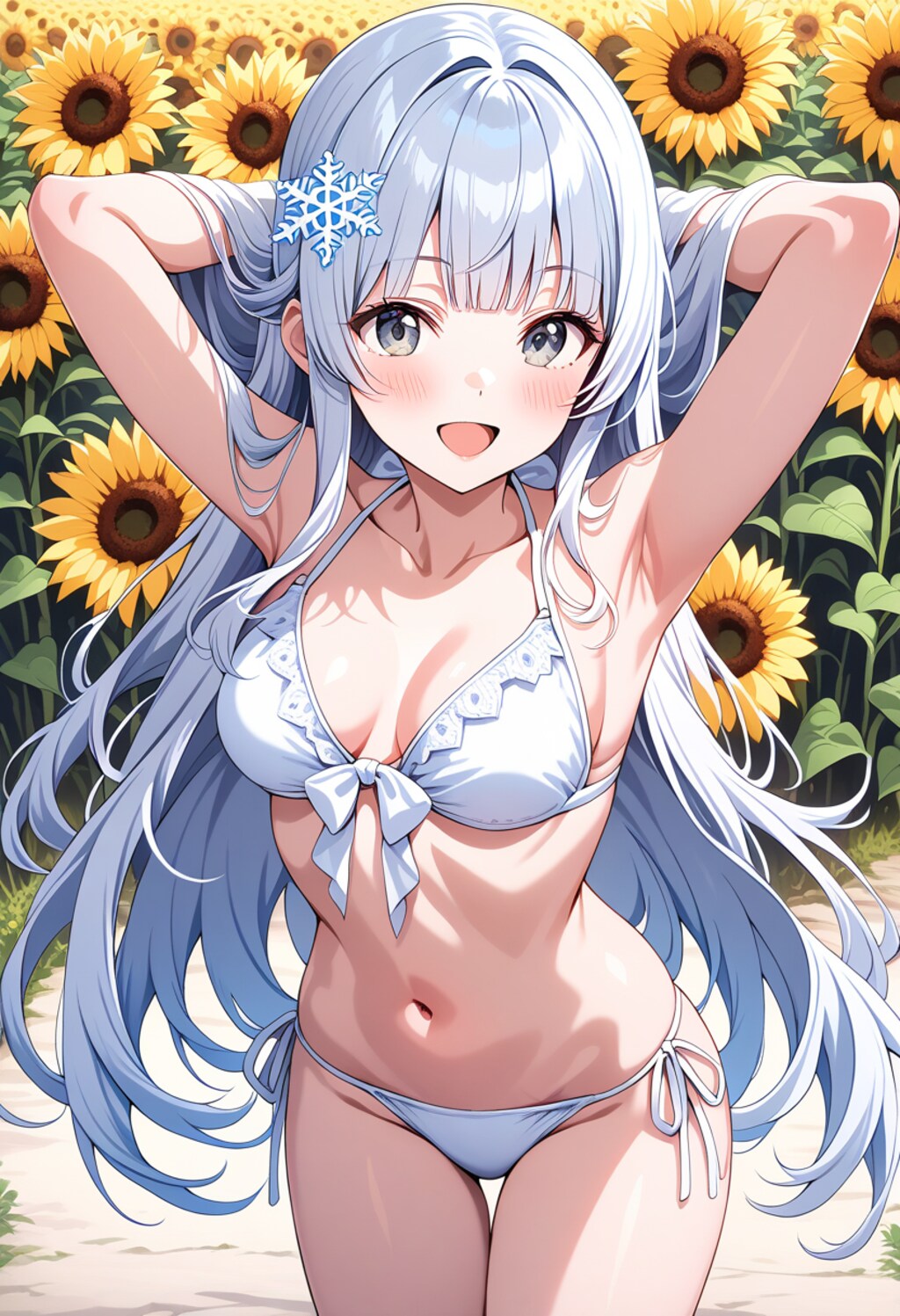 ひまわり畑でグラビア撮影