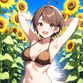 ひまわり畑でグラビア撮影 4枚目