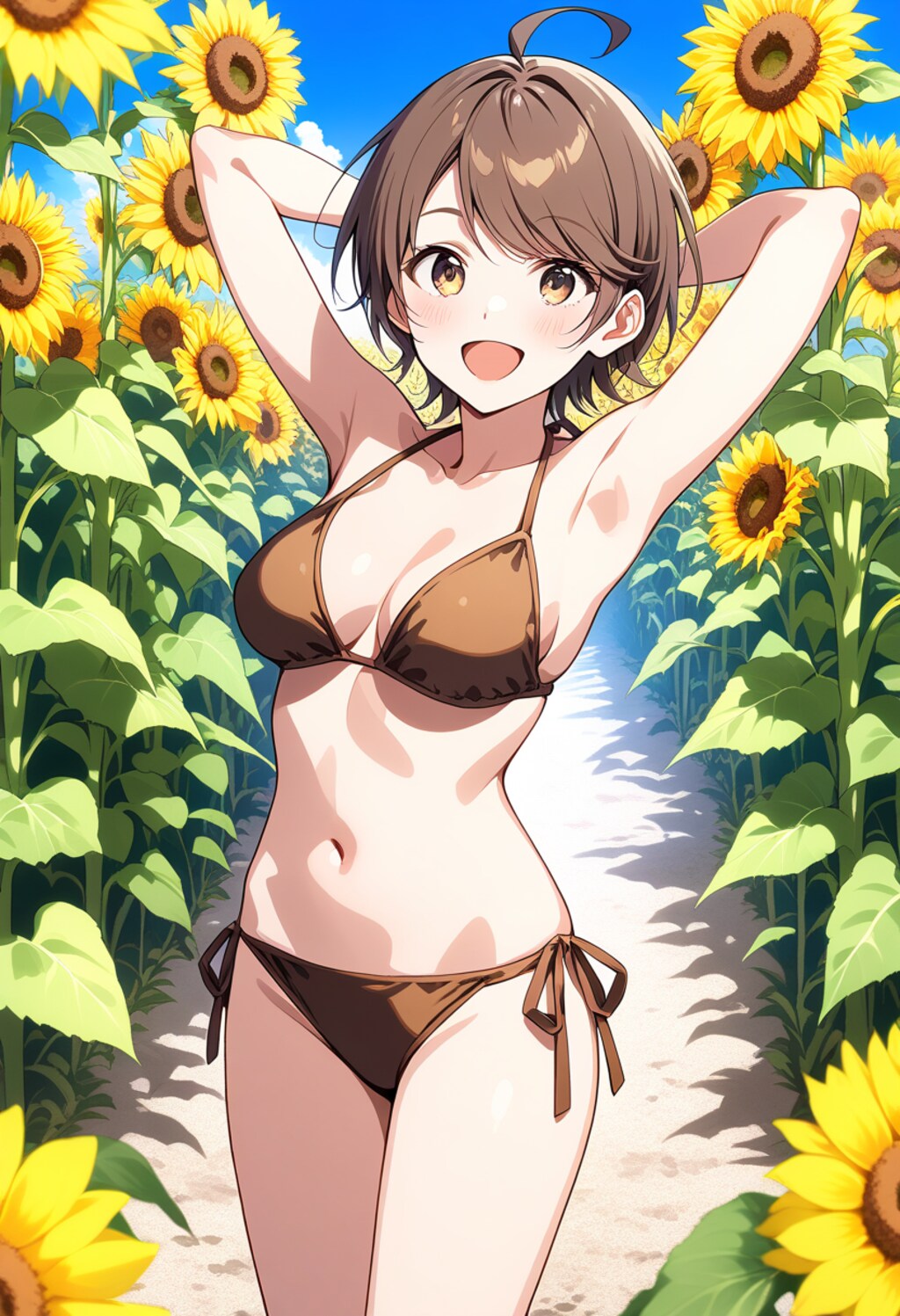 ひまわり畑でグラビア撮影