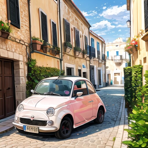 イタリアの町並と車
