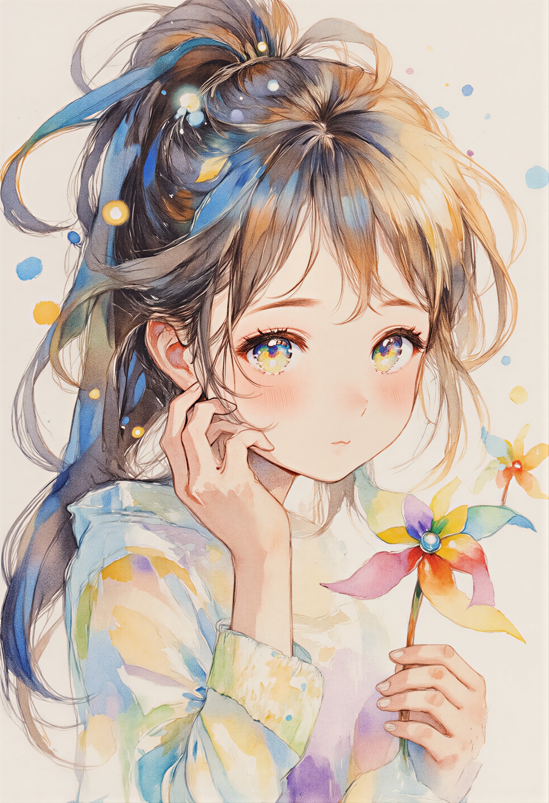 風車と女の子