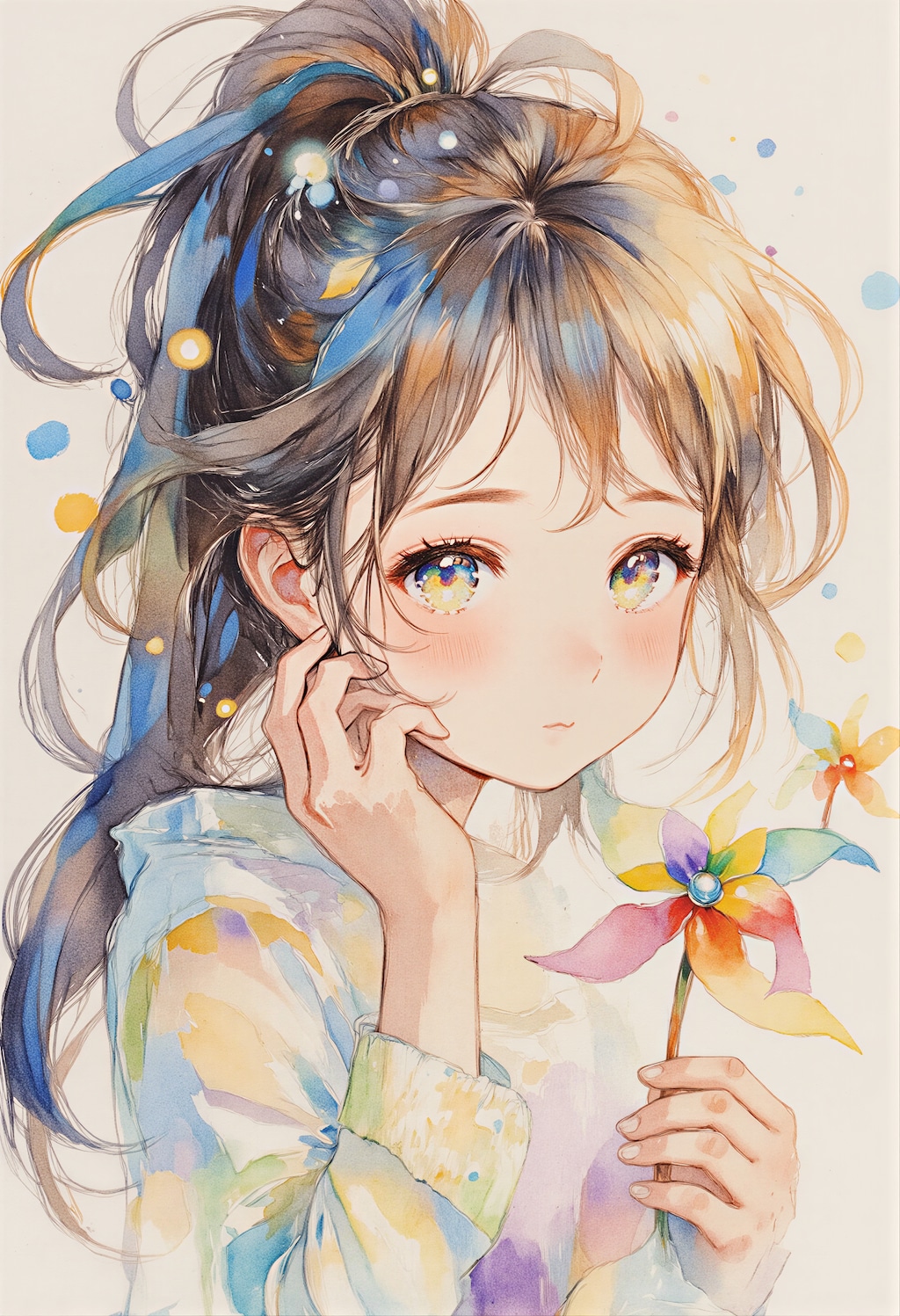 風車と女の子