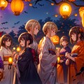 あかりが灯った、ハロウィンの夜（10枚）レトロモダン街シリーズ・その45 7枚目
