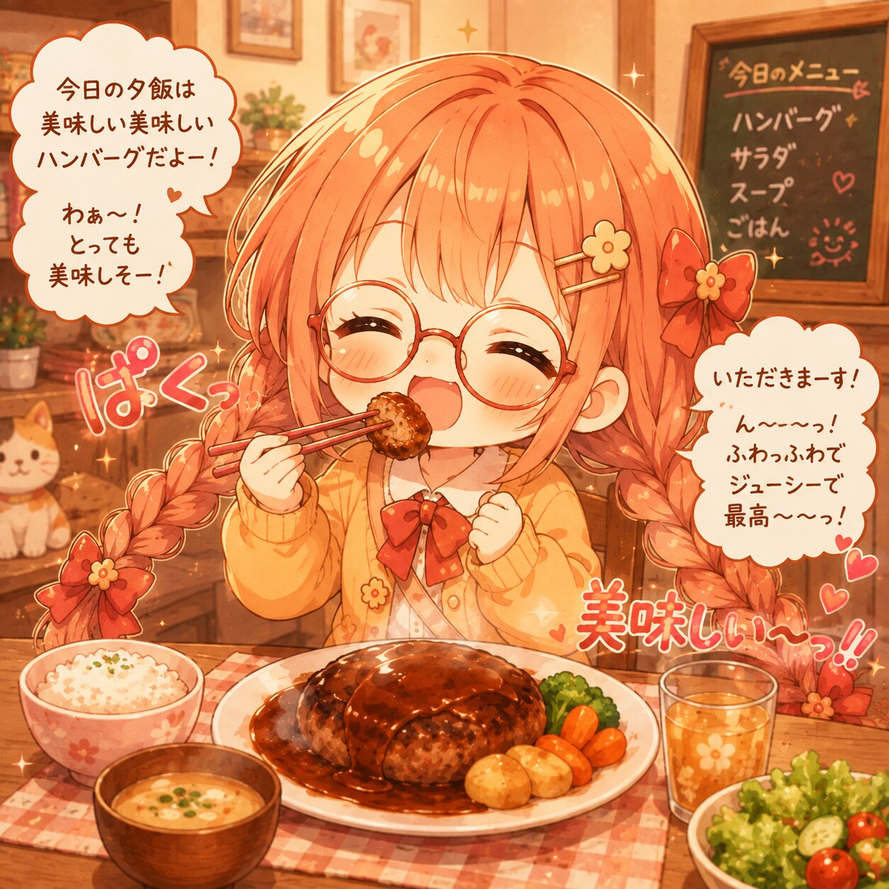 ハンバーグ食べるよ🍴 | の人気AIイラスト・グラビア