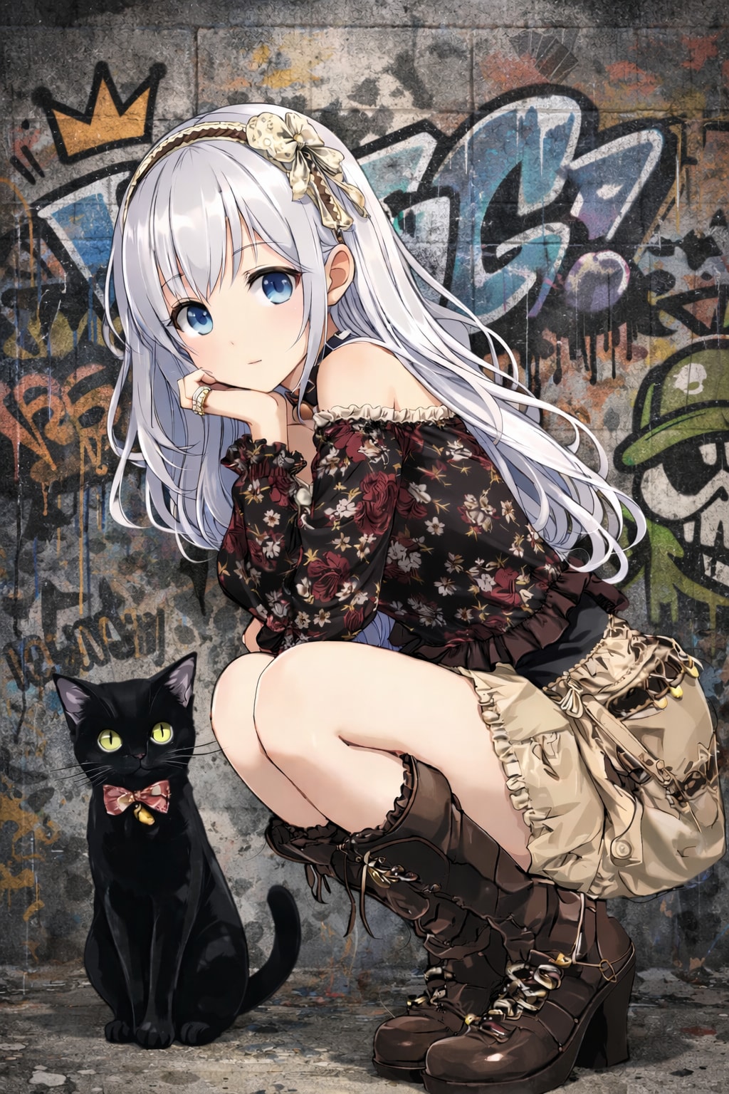 Street Silence ― 渋谷グラフィティと白銀の少女 | の人気AIイラスト・グラビア