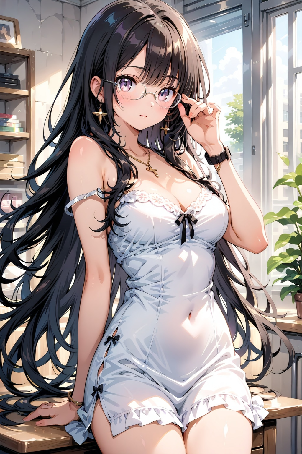 黒髪長髪眼鏡のお姉さん