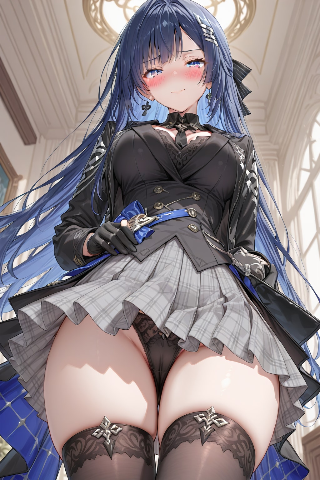 風ちら黒パンティー