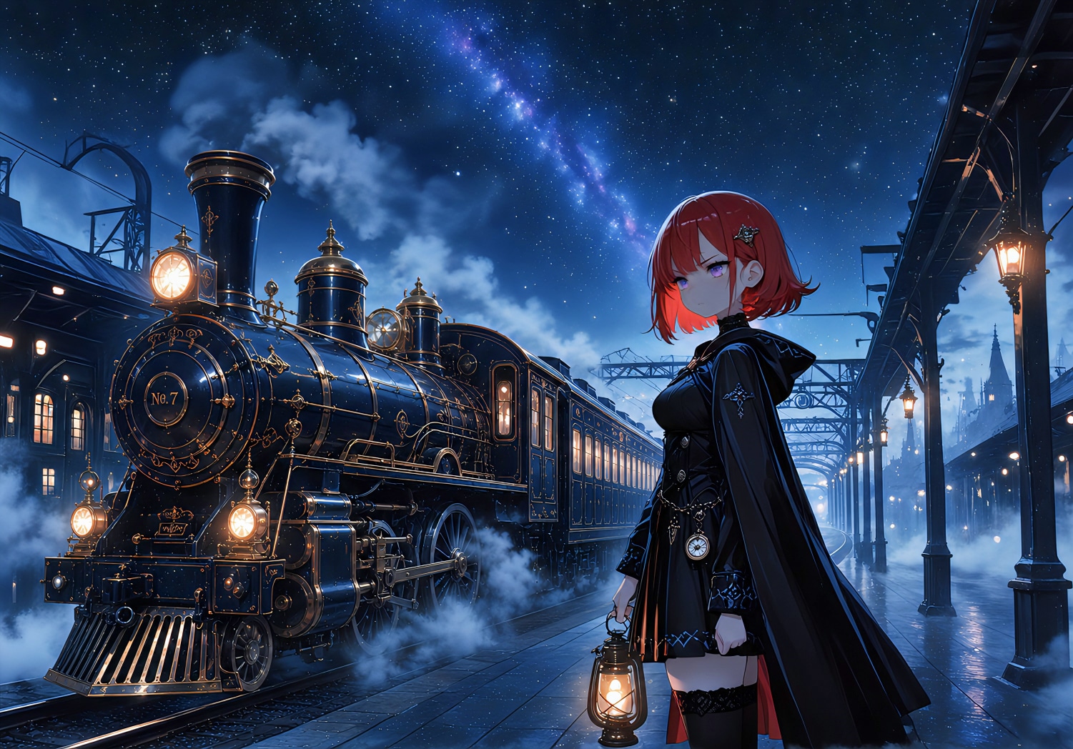 星夜に煙る幻想列車 | の人気AIイラスト・グラビア