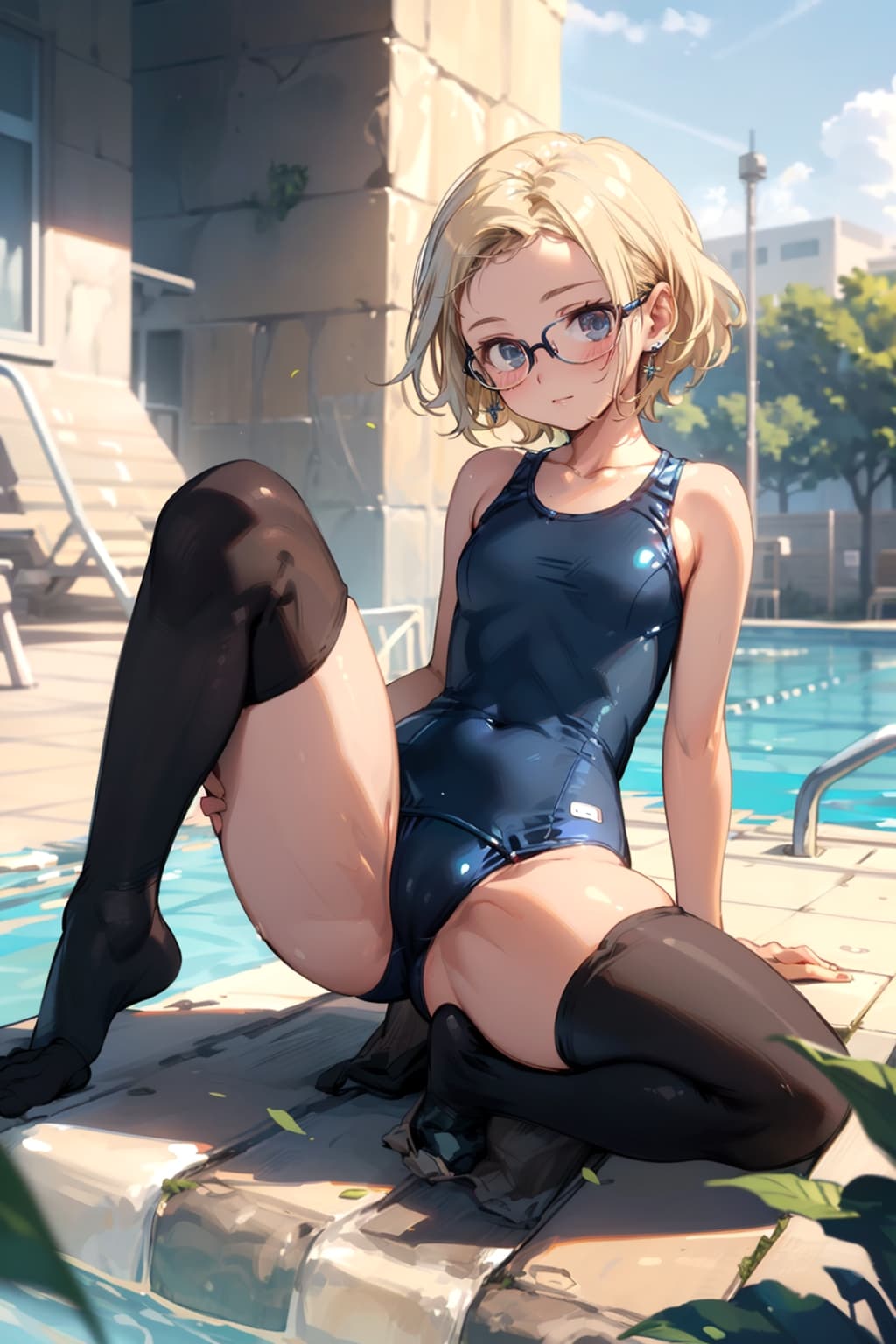 スク水の眼鏡っ娘