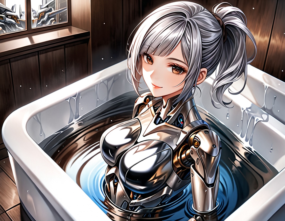 入浴するメカ子 | の人気AIイラスト・グラビア