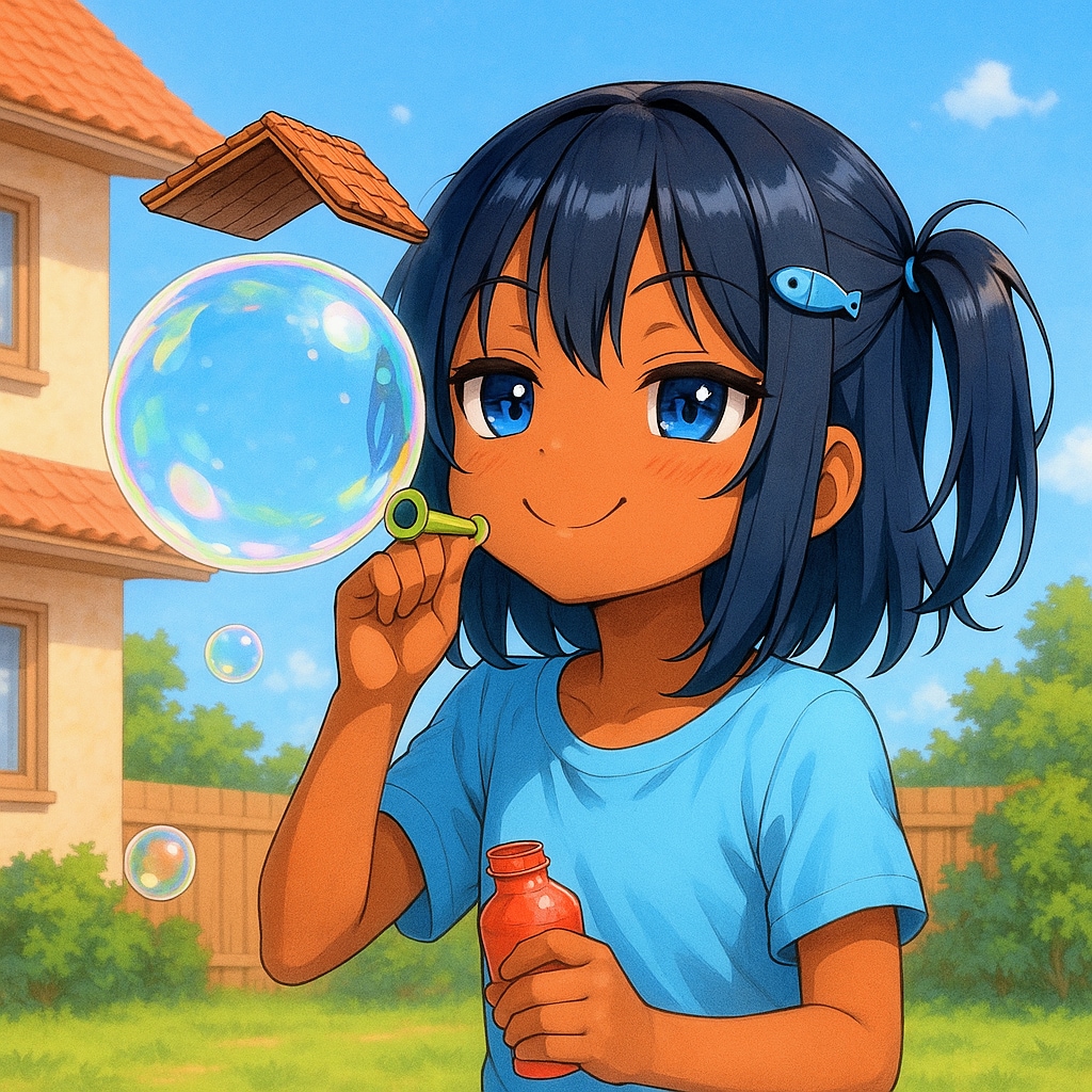 シャボン玉をするこなつちゃん