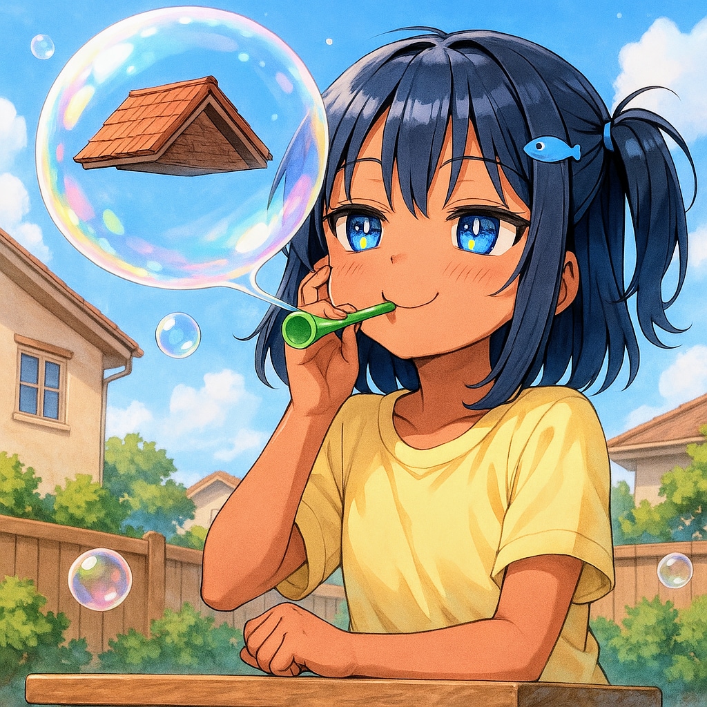 シャボン玉をするこなつちゃん