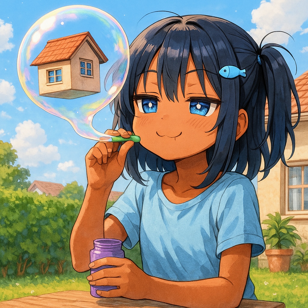 シャボン玉をするこなつちゃん