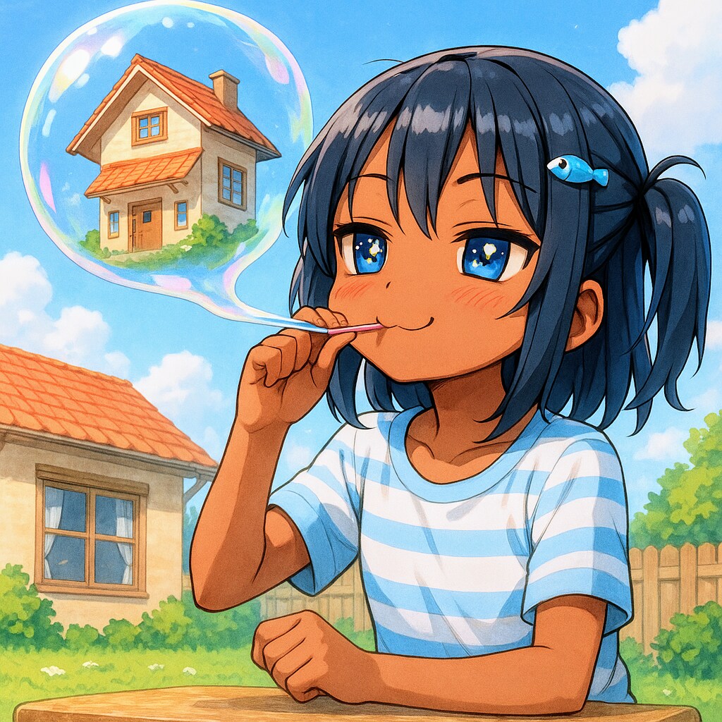 シャボン玉をするこなつちゃん