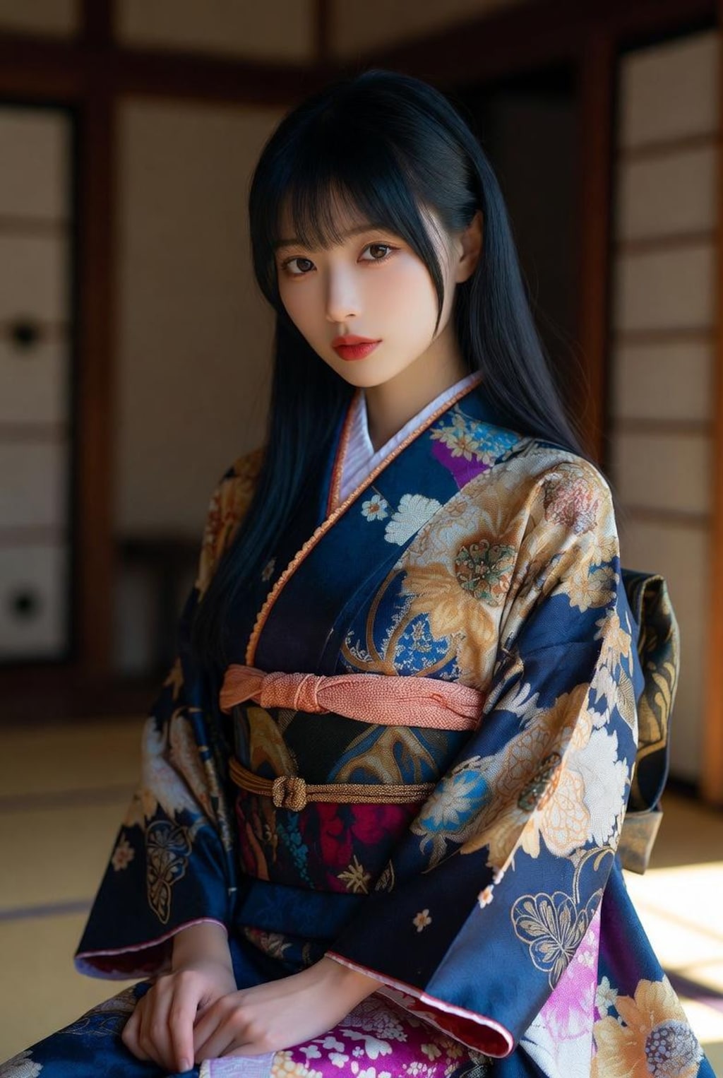 着物を着た黒髪美少女