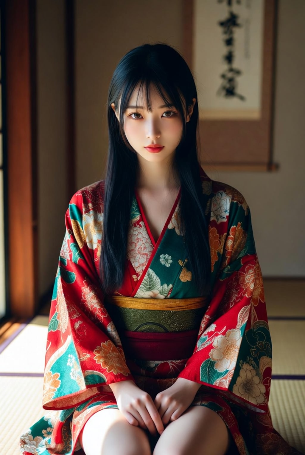 着物を着た黒髪美少女