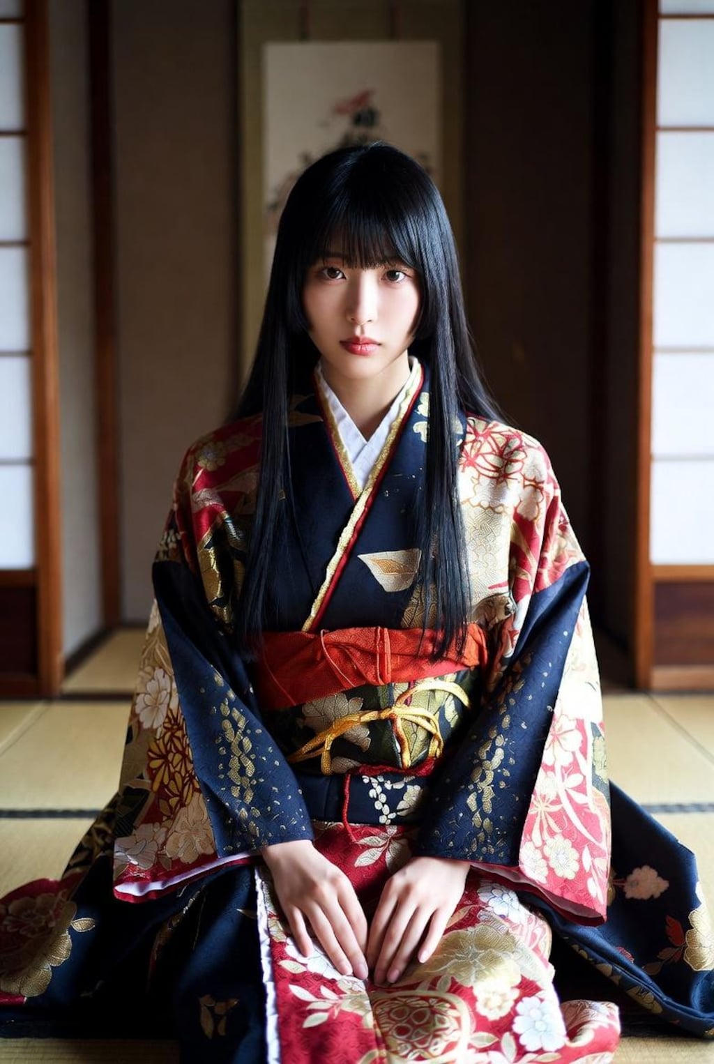 着物を着た黒髪美少女