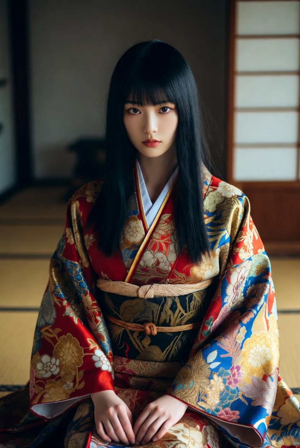 着物を着た黒髪美少女