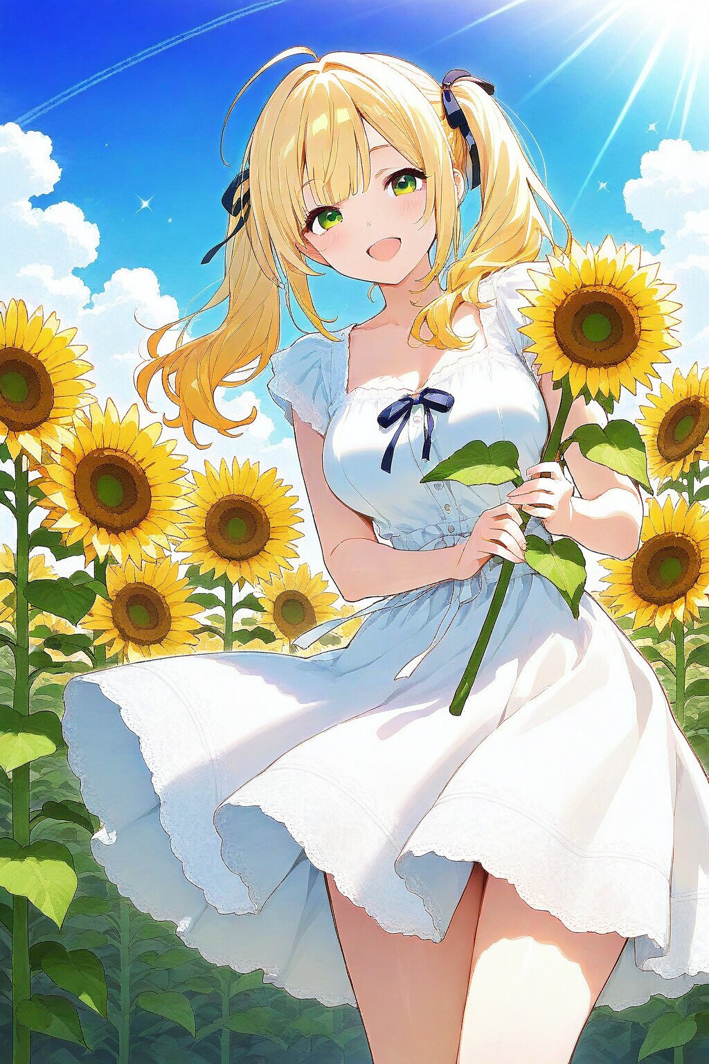 向日葵とツインテール