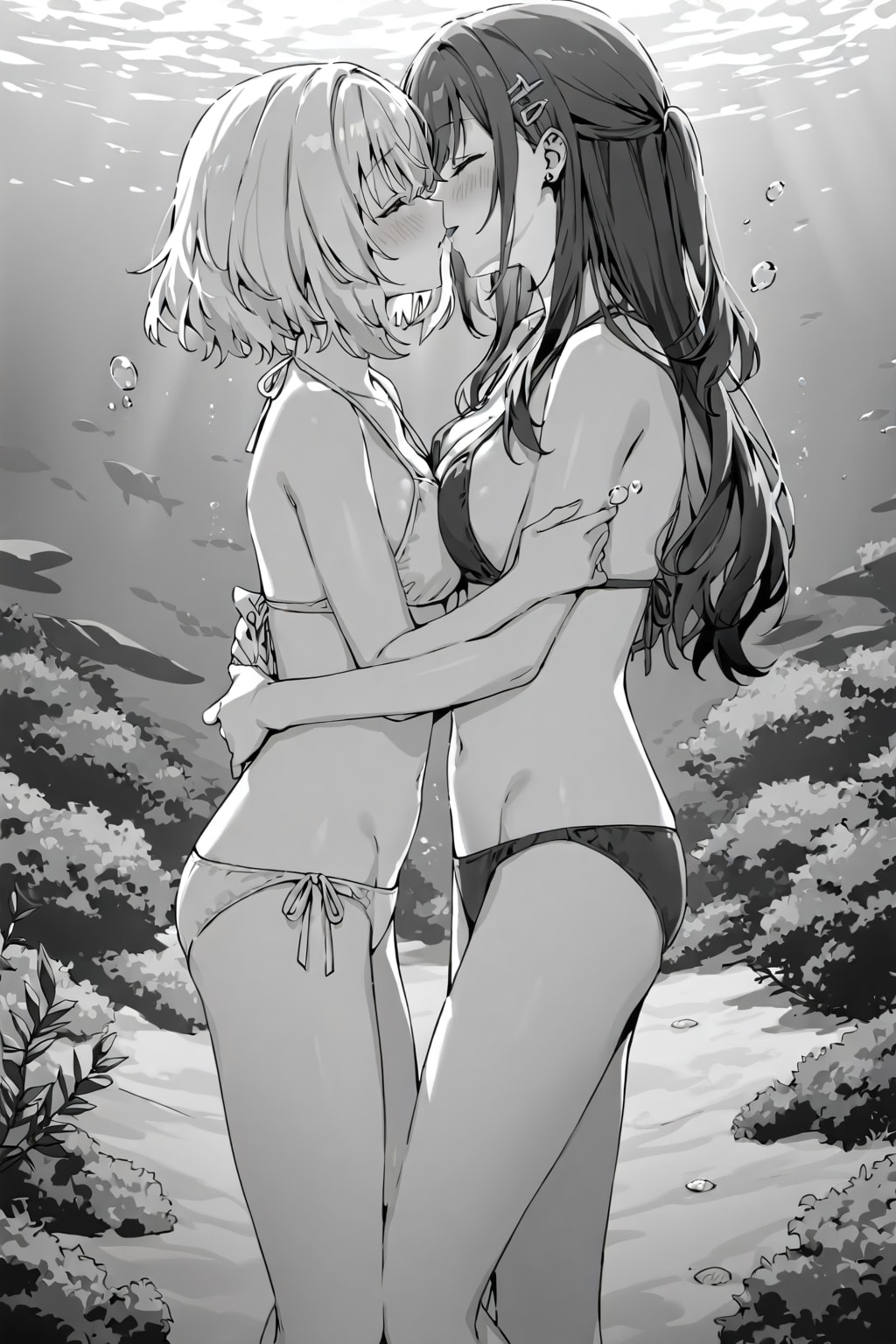 百合カップルin水中