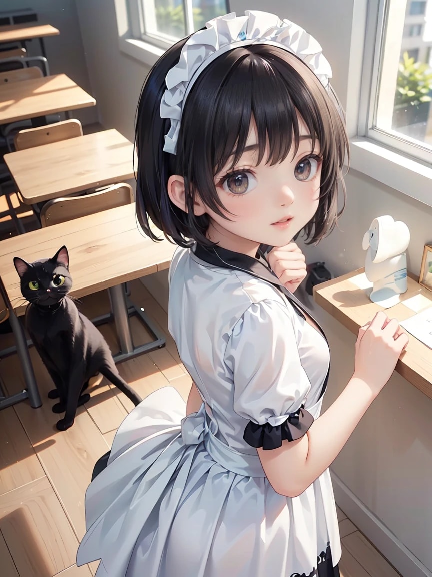 猫カフェ6月3日版　教室風猫カフェ？ | の人気AIイラスト・グラビア