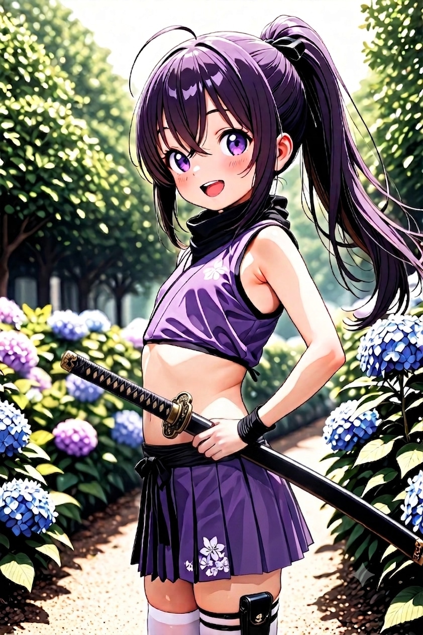紫陽花とクノイチ