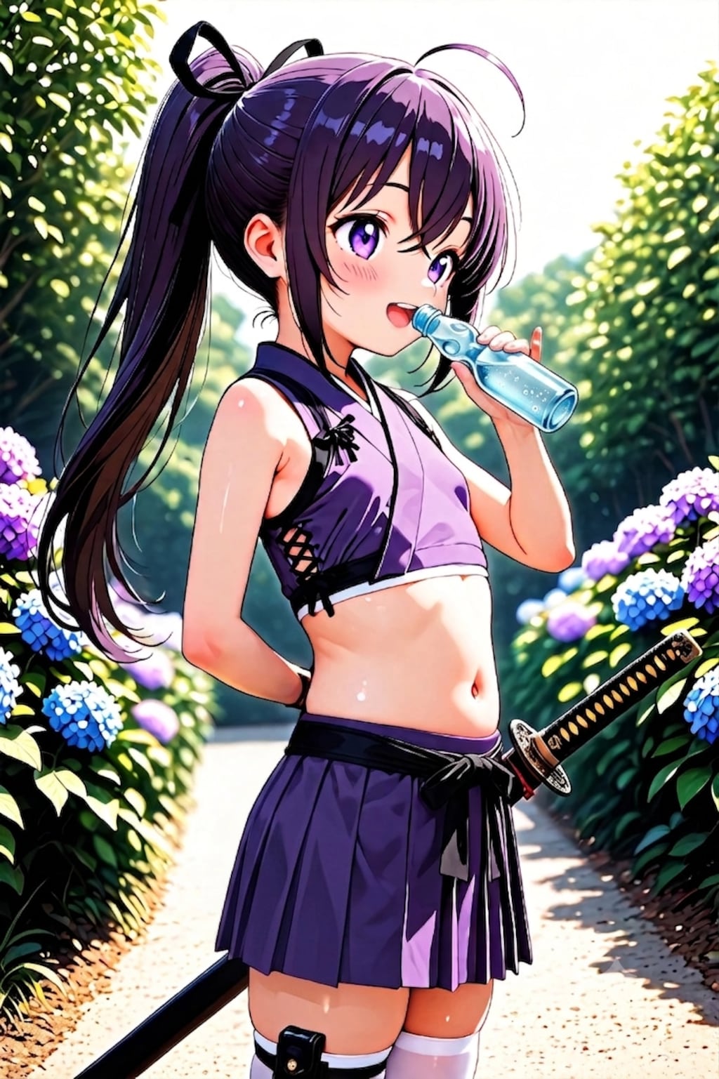 紫陽花とクノイチ