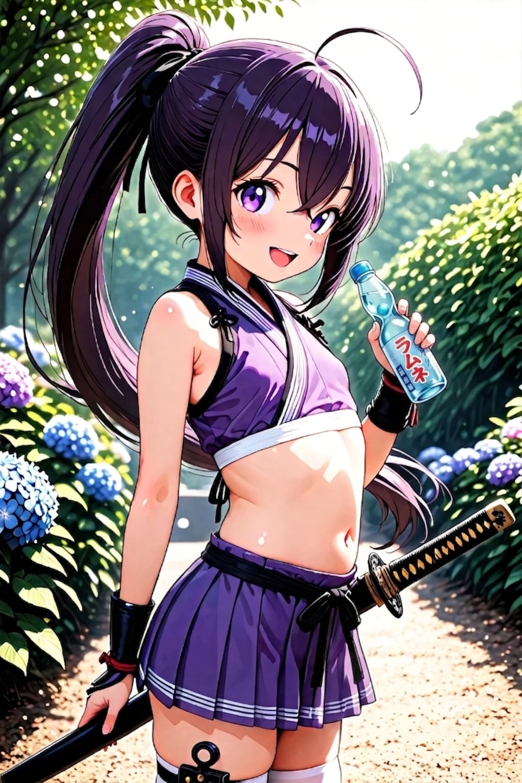 紫陽花とクノイチ