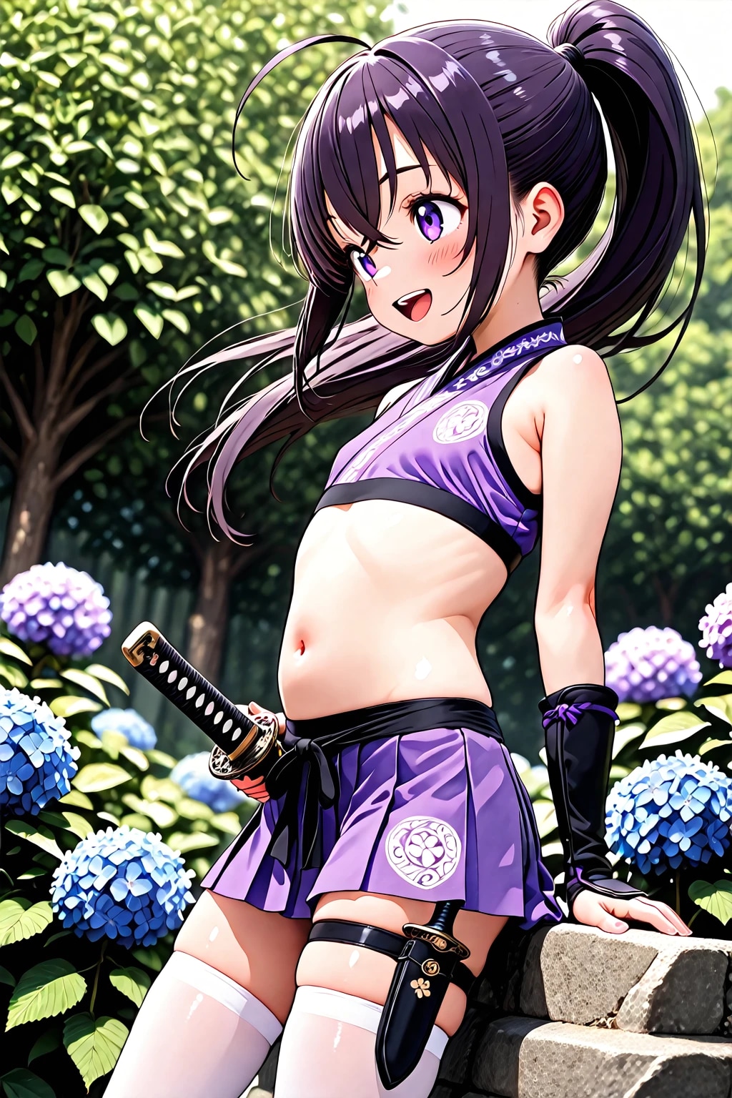 紫陽花とクノイチ