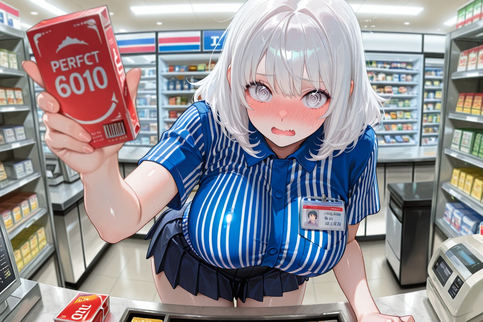 久しぶりにアレの箱を発見し真っ赤になる真っ白お姉さん