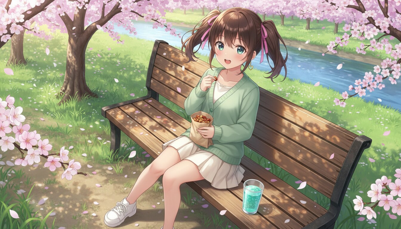 サイダーとミックスナッツでお花見 | の人気AIイラスト・グラビア