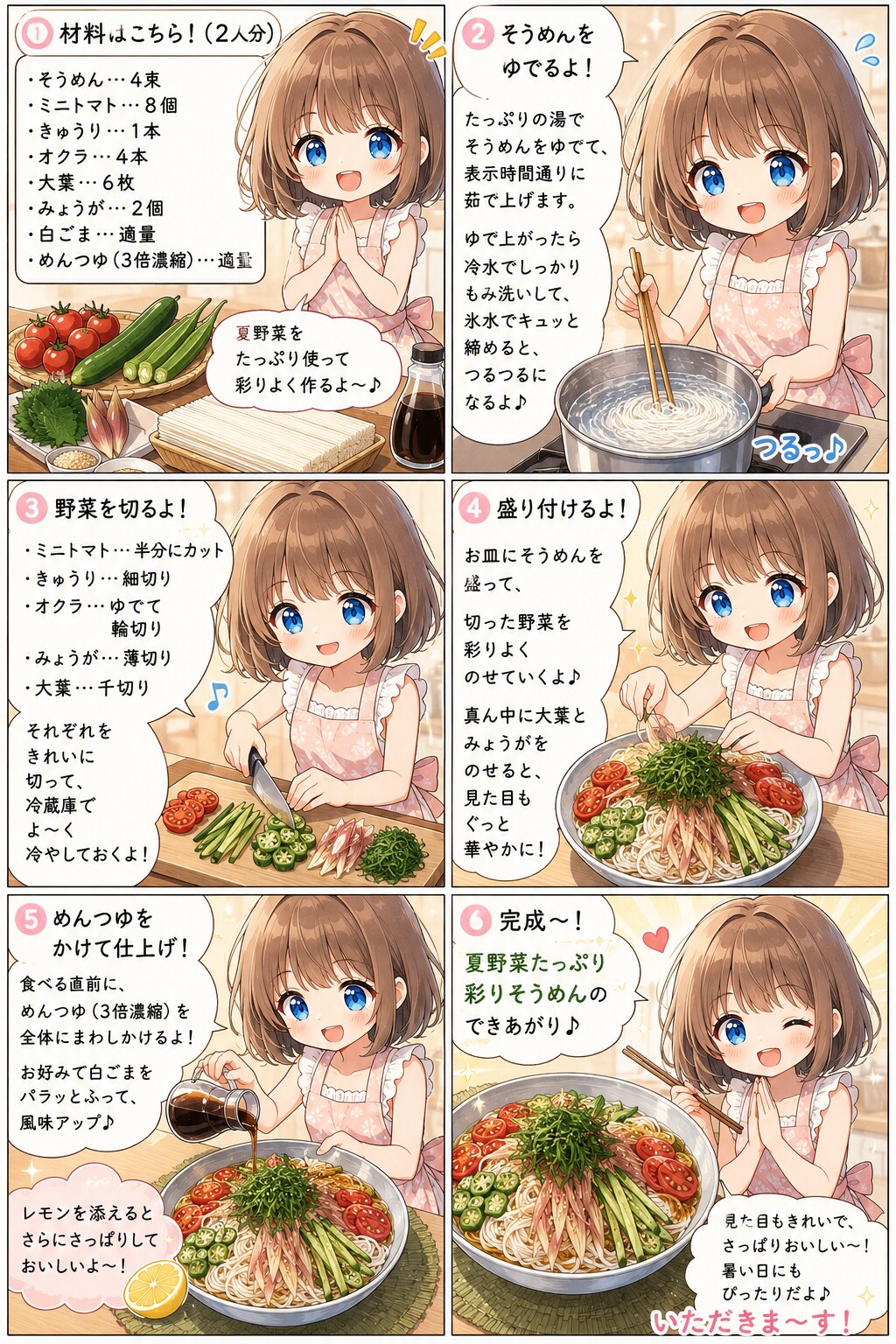 夏野菜たっぷり彩りそうめん