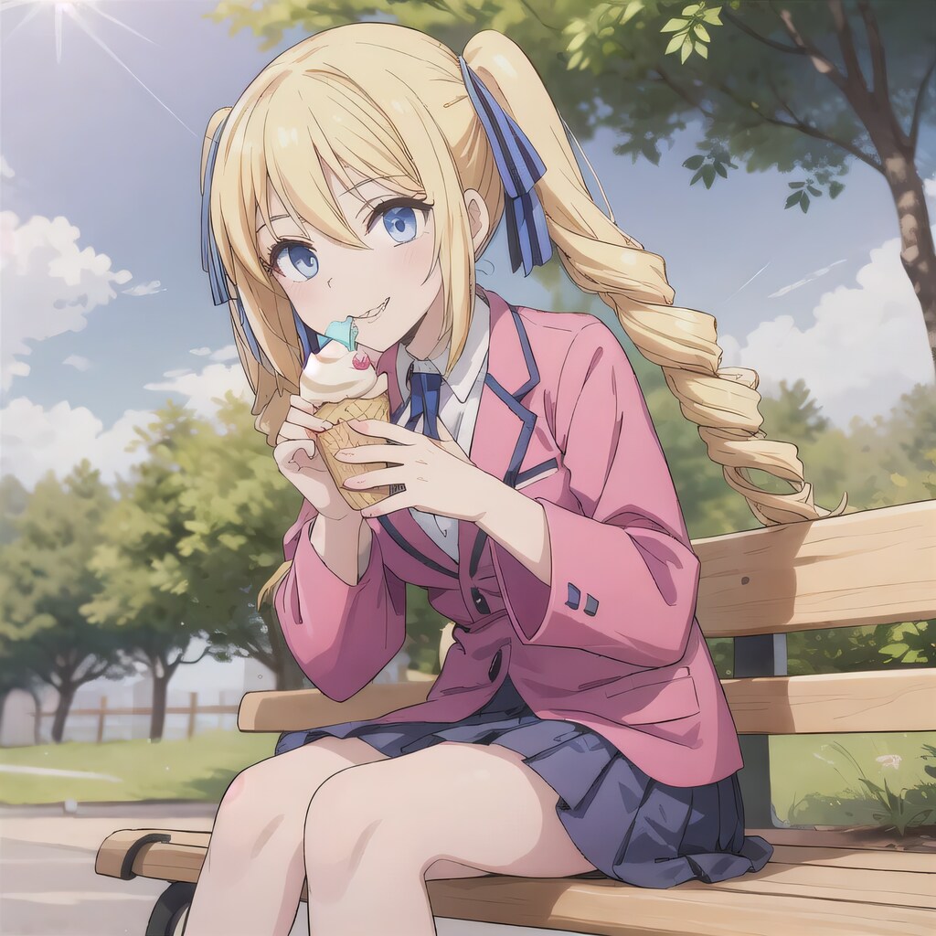 金髪ツインテでブレザーの少女