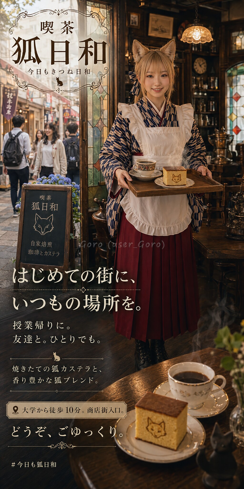 ポスター喫茶狐日和 | の人気AIイラスト・グラビア
