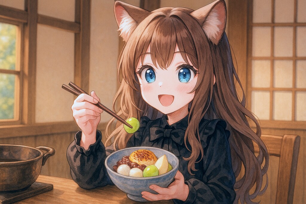 牛鍋を食べる小さな女の子