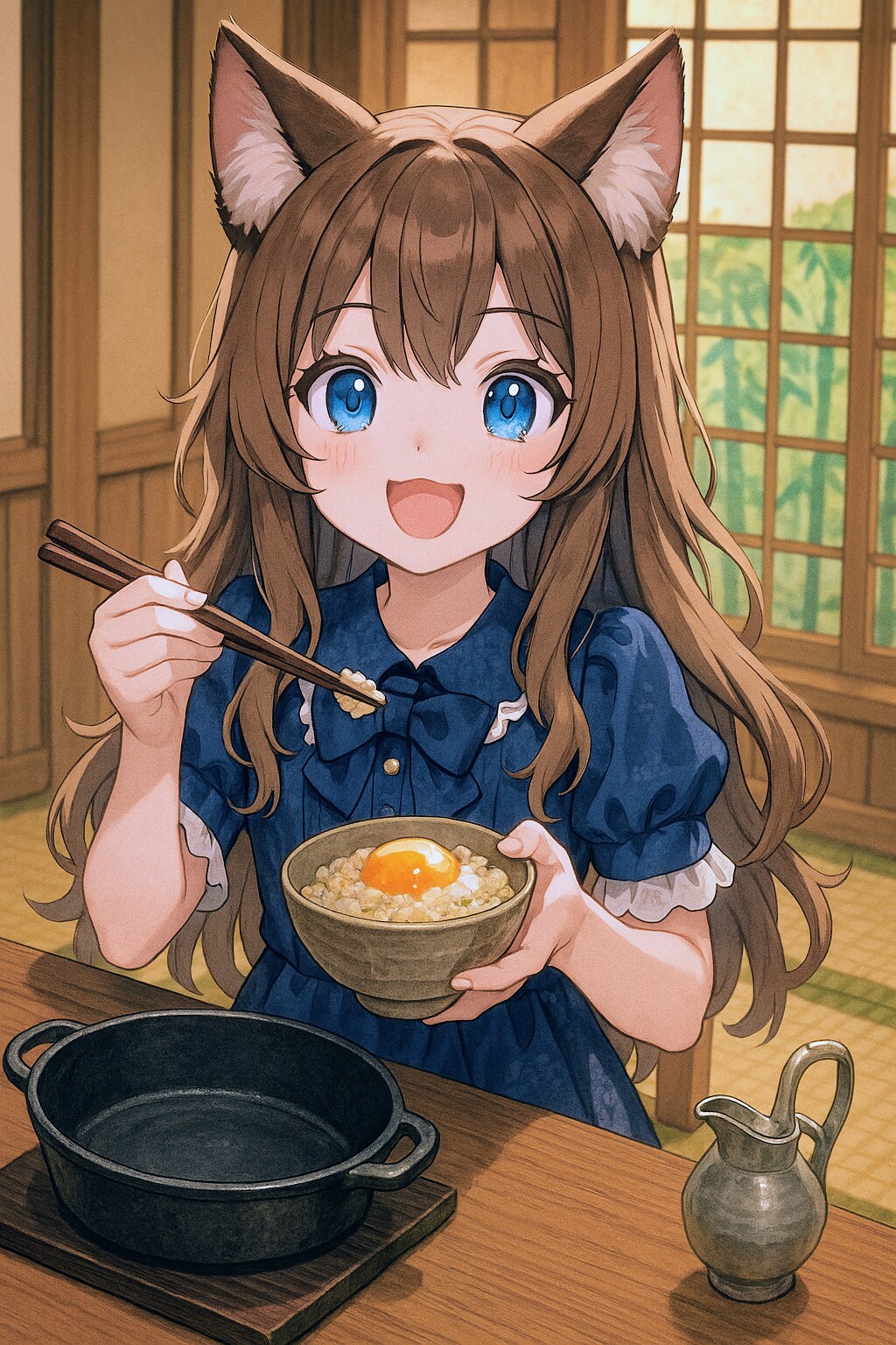 牛鍋を食べる小さな女の子