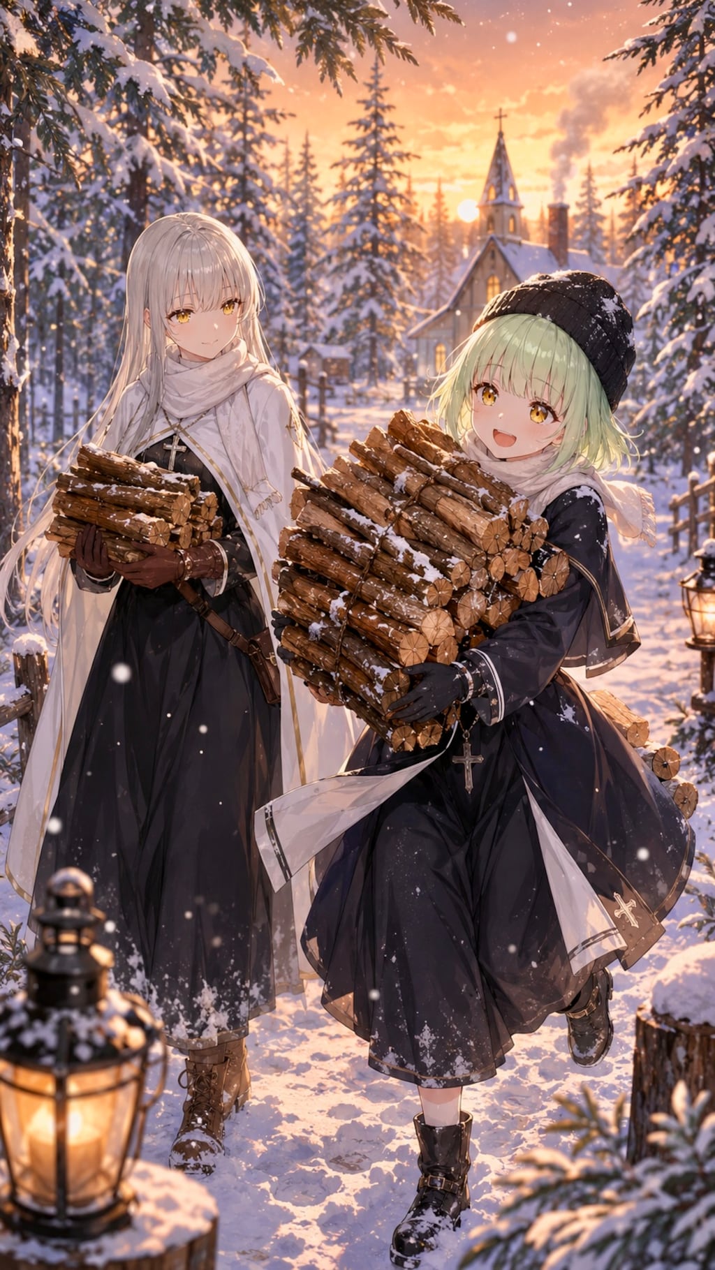 ジルリィさんとトーリさんの薪集め